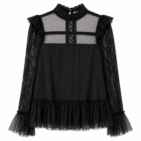 JustFab Tops - JustFab Goth Whimsigoth Blouse Women Small Victorian Coquette Dark Romance